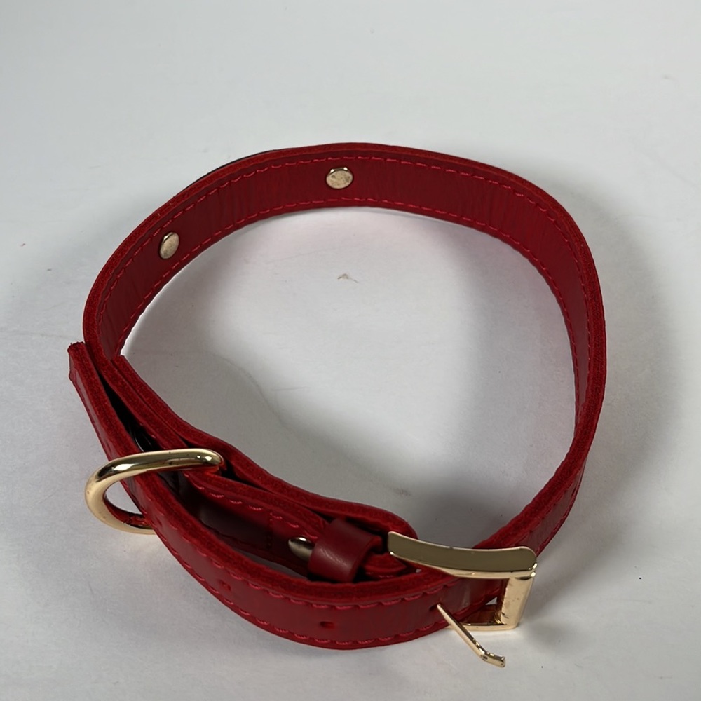 Dog Red Collar Genuine Leather Hand Made